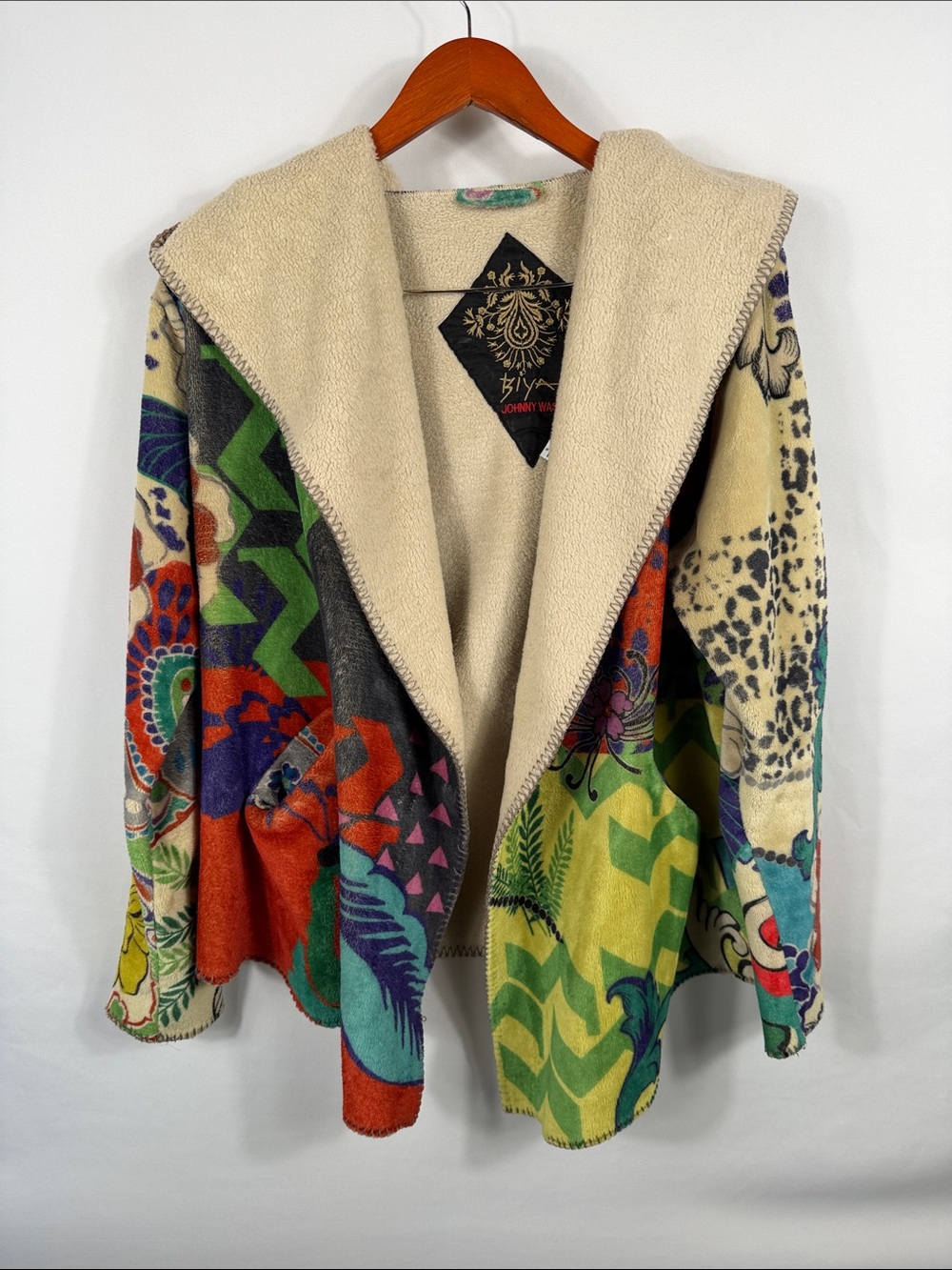 Johnny Was Peace Love Cozy Sherpa Hoodie Jacket. Boho. Womens Soze S. Floral - Picture 5 of 8